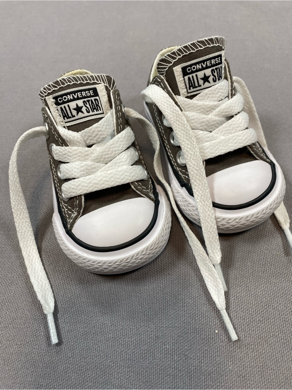 Converse Baby Canvas Low-Top Sneakers in Charcoal and White